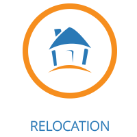 Image of a small house in a circle with words 'Relocation' on the Executive Relocations website.