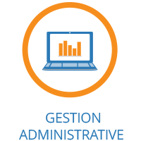 Laptop computer image in a circle icon with words 'Gestion Administrative' on the Executive Relocations website.